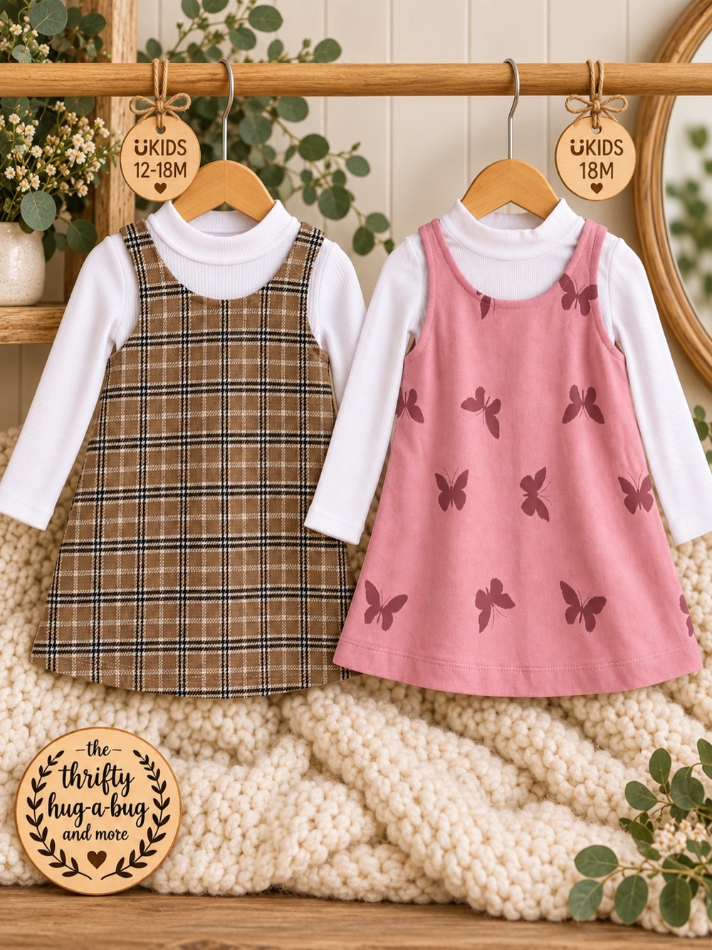 UKIDS Girls 12–18M 18M Dress Outfit Bundle Plaid Butterfly 4 Pieces